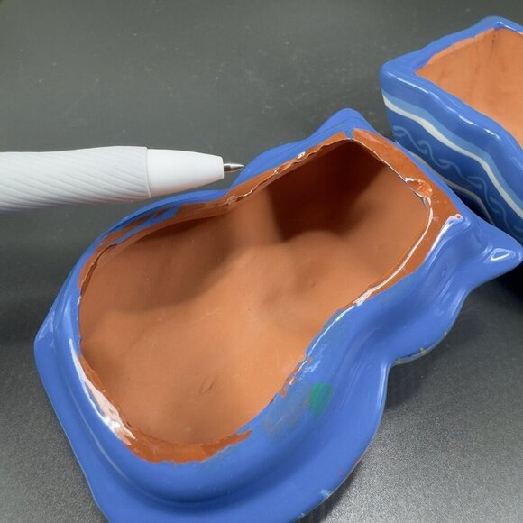 Mexican Pottery RedWare Trinket Dish Jewelry Holder Container Owl Pig Shaped VTG - Picture 12 of 12